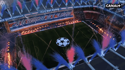 Aerial View Of Soccer Field With Canal+ Banner GIF