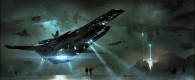 Aerial View Of Soldier Surrounded By Crystals GIF