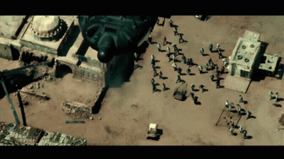 Aerial View of Soldiers in Desert