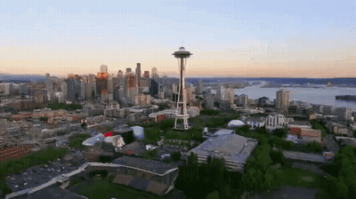 Aerial View Of Space Needle Seattle GIF
