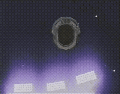 Aerial View Of Stadium With Purple Lights GIF