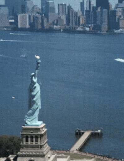 Aerial View Of Statue Of Liberty GIF