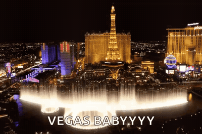 Aerial View Of Vegas At Night Saying Vegas Babyyyy GIF