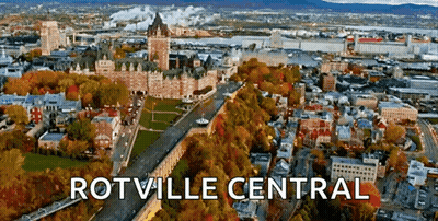 Aerial View Rotville Central Large Building GIF
