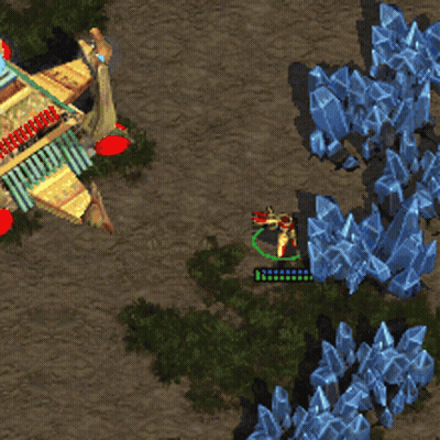 Aerial View Soldier Surrounded By Crystals GIF