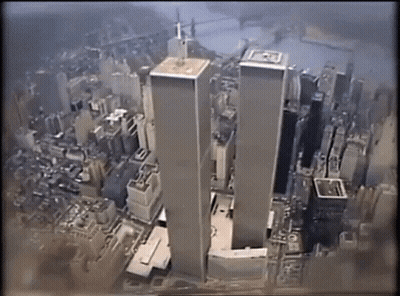 Aerial View Twin Towers New York City GIF