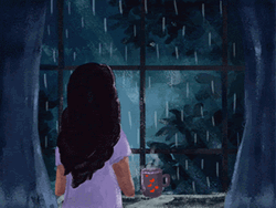 Aesthetic Animated Girl Watching Rain