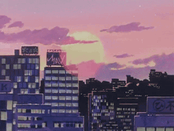 Aesthetic Anime City Sunset GIF 