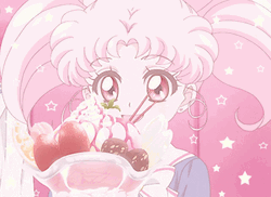 Aesthetic Anime Girl Chibiusa Eating Ice Cream GIF