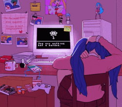Aesthetic Anime Girl Facing Computer GIF