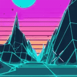 Aesthetic Background Retro 80S Neon Landscape GIF
