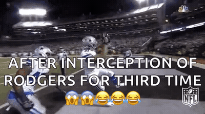 After Interception Of Rodgers For Third Time Football Game GIF