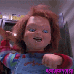 Aggressive Chucky Attacking Child's Play GIF