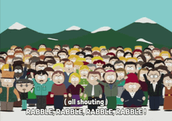 Aggressive Mob Shouting South Park GIF