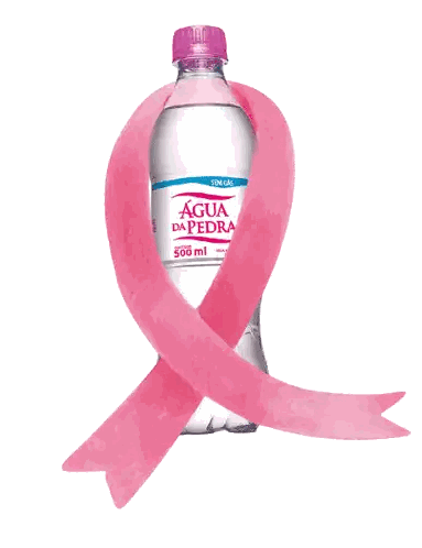 Agua Da Pedra Water Bottle With Pink Ribbon Sticker