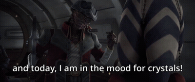 Ahsoka Tano Saying And Today I Am In The Mood For Crystals In Front Of Robots GIF