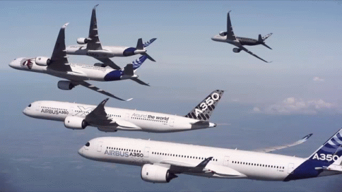 Airbus Planes Flying In Formation GIF
