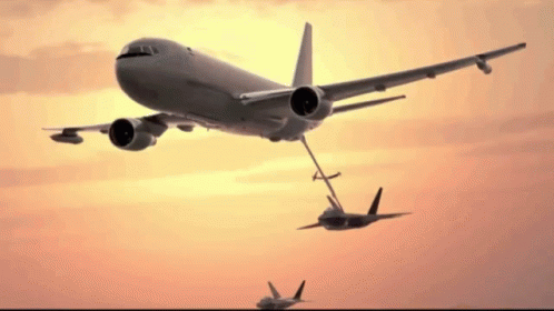 Airplane Being Refueled In Sky GIF