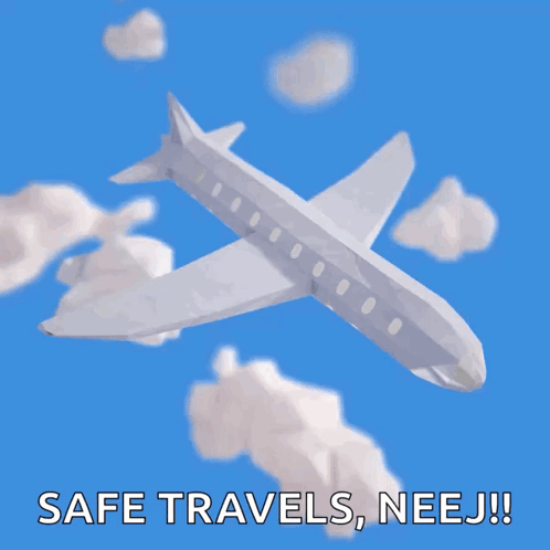 Airplane Flying In Sky Safe Travels Neej GIF
