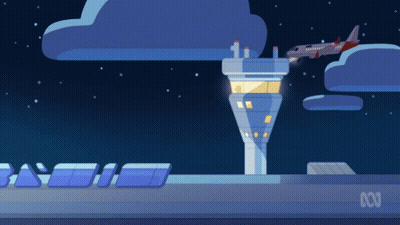 Airplane Taking Off At Night GIF