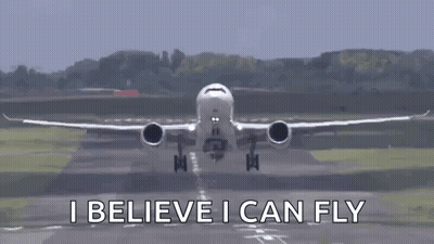 Airplane Taking Off I Believe I Can Fly GIF