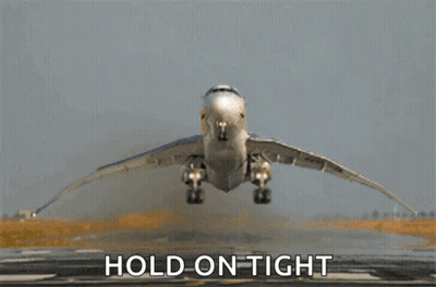 Airplane Taking Off Saying Hold On Tight GIF