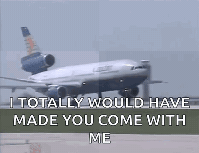Airplane Taking Off Saying I Would Have Made You Come GIF