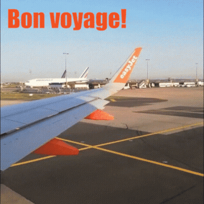 Airplane With Bon Voyage GIF