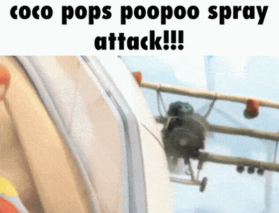 Airplane With Coco Pops Poopoo Spray Attack GIF