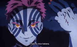 Akaza Licking Hands GIF