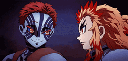 Akaza Talking To Rengoku GIF
