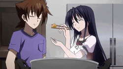 Akeno Himejima Tricks Issei To Kiss GIF
