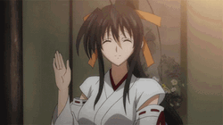 Akeno Himejima Waving Smiling Hi Hello Goodbye GIF