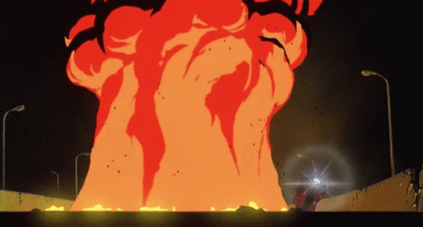 Akira Slide Shotaro Kaneda Avoiding Explosion GIF