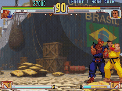 Akuma And Sean Fighting GIF