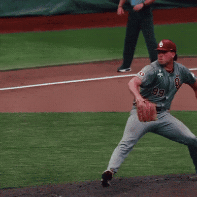 Alabama Baseball Player Swinging At Ball GIF