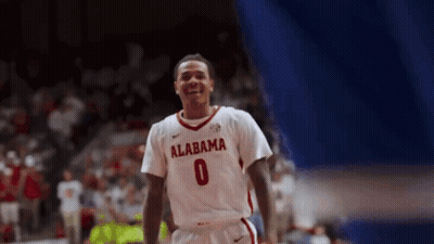 Alabama Basketball Player In White Jersey Number 0 GIF