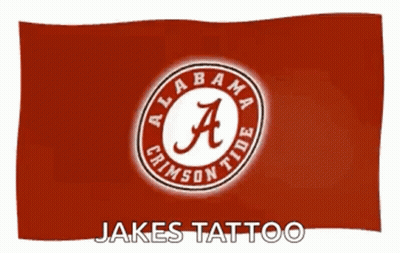 Alabama Crimson Tide Logo On Red Flag GIF