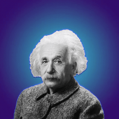Albert Einstein Black And White With Blue Background GIF
