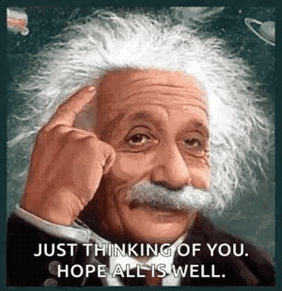 Albert Einstein Finger To Forehead Just Thinking Of You GIF