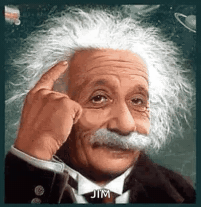 Albert Einstein Pointing At Head GIF