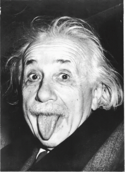 Albert Einstein Sticking Out Tongue Black And White GIF