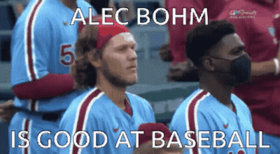 Alec Bohm Is Good At Baseball Written On A Picture Of Baseball Players GIF