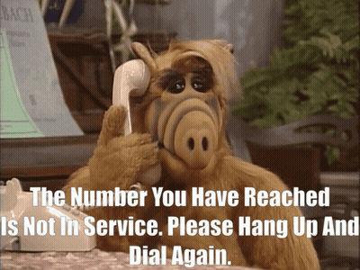 Alf Talking On Phone The Number You Have Reached Is Not In Service GIF