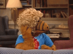 Alf Wearing Curly Wig GIF