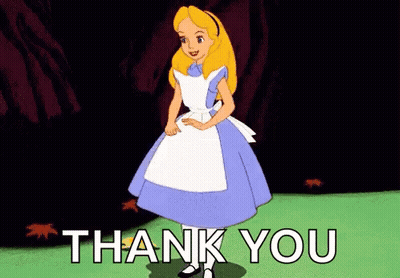 Alice From Alice In Wonderland Is Standing In The Woods And Saying `` Thank You '' . GIF