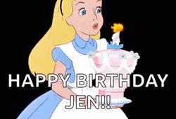 Alice In Wonderland Animated Happy Birthday Jen Wishes GIF