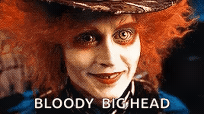 Alice In Wonderland Mad Hatter With Bloody Big Head GIF