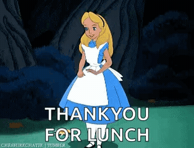 Alice In Wonderland Saying Thank You For Lunch GIF