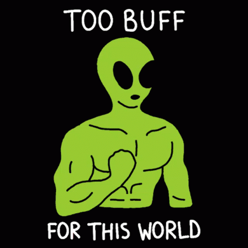 Alien Cartoon Too Buff For This World GIF
